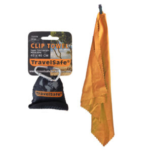 Microfiber Mini Clip Towel TRAVELSAFE 40x40 cm, Πετσέτα Προσώπου με Μικροΐνες, TRA-048 /Orange