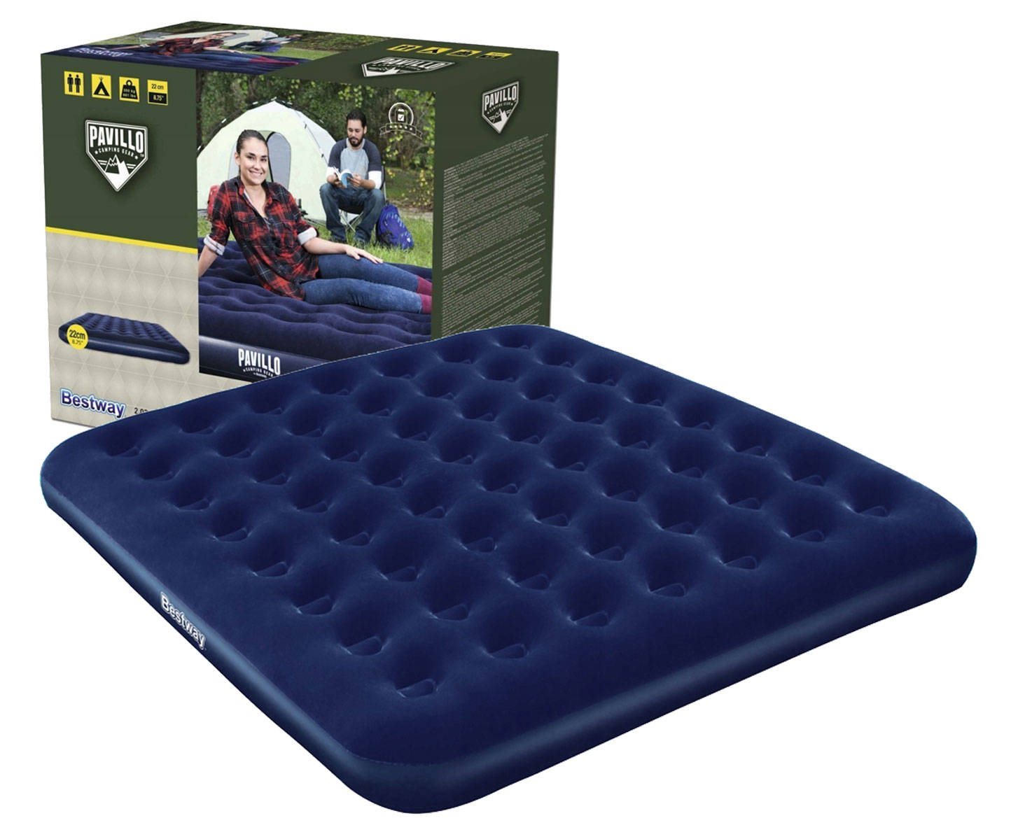 BESTWAY 203x183x22cm, Φουσκωτό Στρώμα Ύπνου Διπλό, 67004