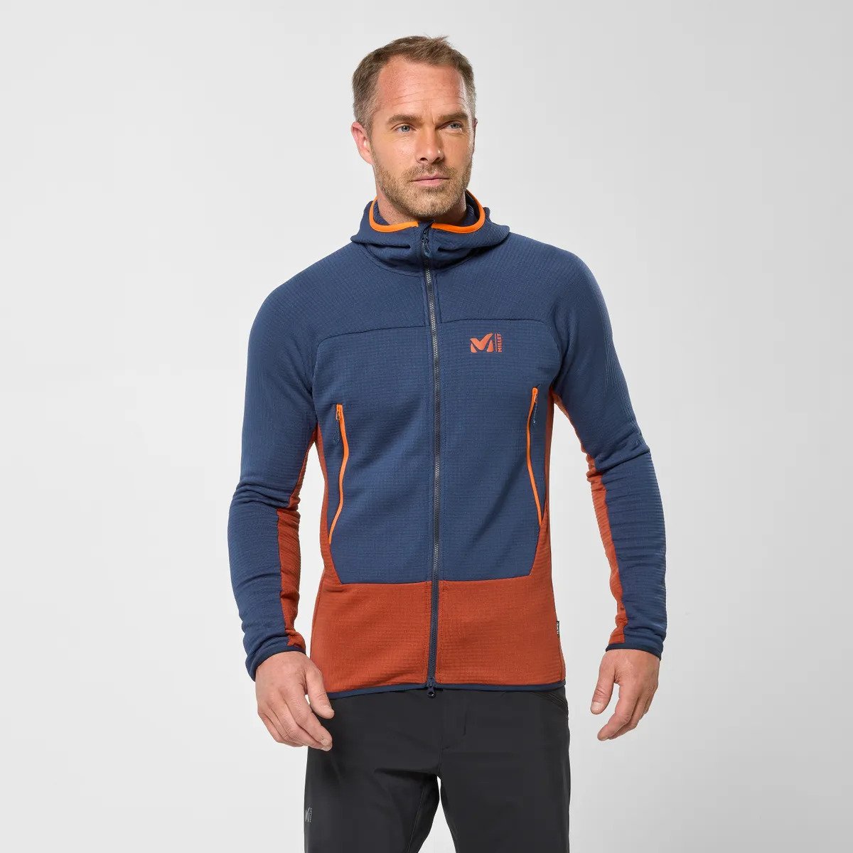 Ζακέτα ορειβασίας ανδρική fleece Millet FUSION GRID HOODIE M /Rust - Saphir