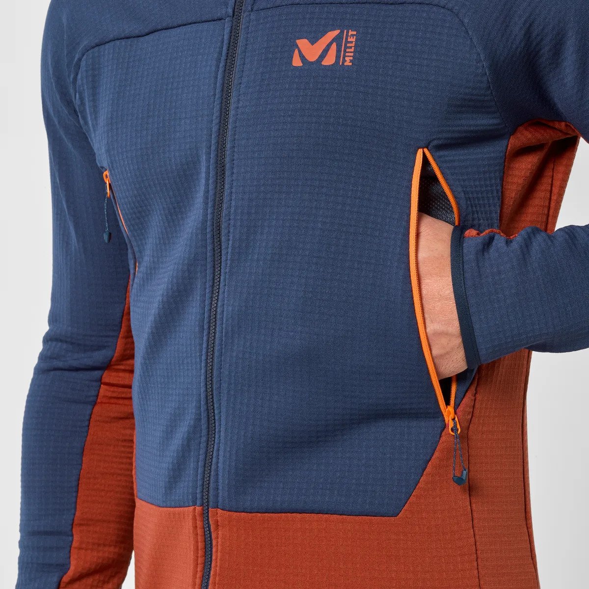 Ζακέτα ορειβασίας ανδρική fleece Millet FUSION GRID HOODIE M /Rust - Saphir