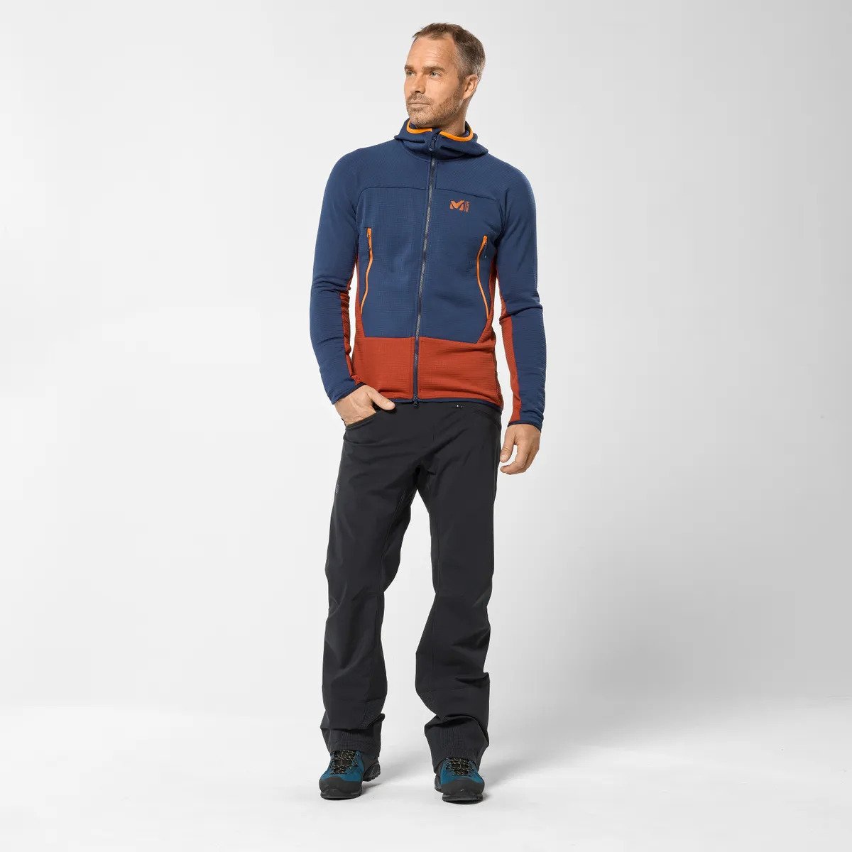 Ζακέτα ορειβασίας ανδρική fleece Millet FUSION GRID HOODIE M /Rust - Saphir