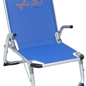 myResort ΚΑΡΕΚΛΑ ΠΑΡΑΛΙΑΣ ΑΛΟΥΜΙΝΙΟΥ ΜΠΛΕ ΜΕ ΜΠΡΑΤΣΑ ΕΝΙΣΧΥΜΕΝΗ KING SIZE- ΨΗΛΗ ΠΛΑΤΗ & ΠΟΔΙΑ -ΤΕΧΤ 2x1