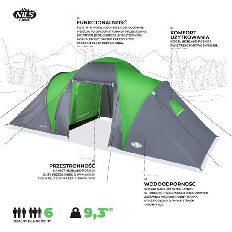 Σκηνή Camping NC6031 HIGHLAND NILS CAMP 6 Ατόμων