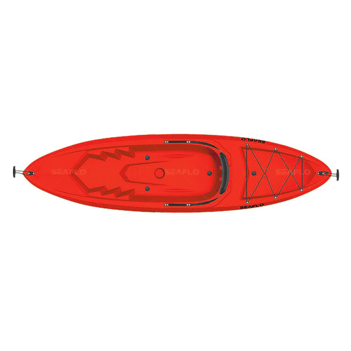 Adult Kayak Red SEAFLO Καγιάκ από Πολυαιθυλένιο HDPE ενός ατόμου, Μήκος: 2.45m, Αντοχή: 125kg