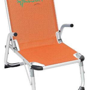 myResort ΚΑΡΕΚΛΑ ΠΑΡΑΛΙΑΣ ΑΛΟΥΜΙΝΙΟΥ ΠΟΡΤΟΚΑΛΙ ΜΕ ΜΠΡΑΤΣΑ ΕΝΙΣΧΥΜΕΝΗ KING SIZE- ΨΗΛΗ ΠΛΑΤΗ & ΠΟΔΙΑ -ΤΕΧΤ 2x1