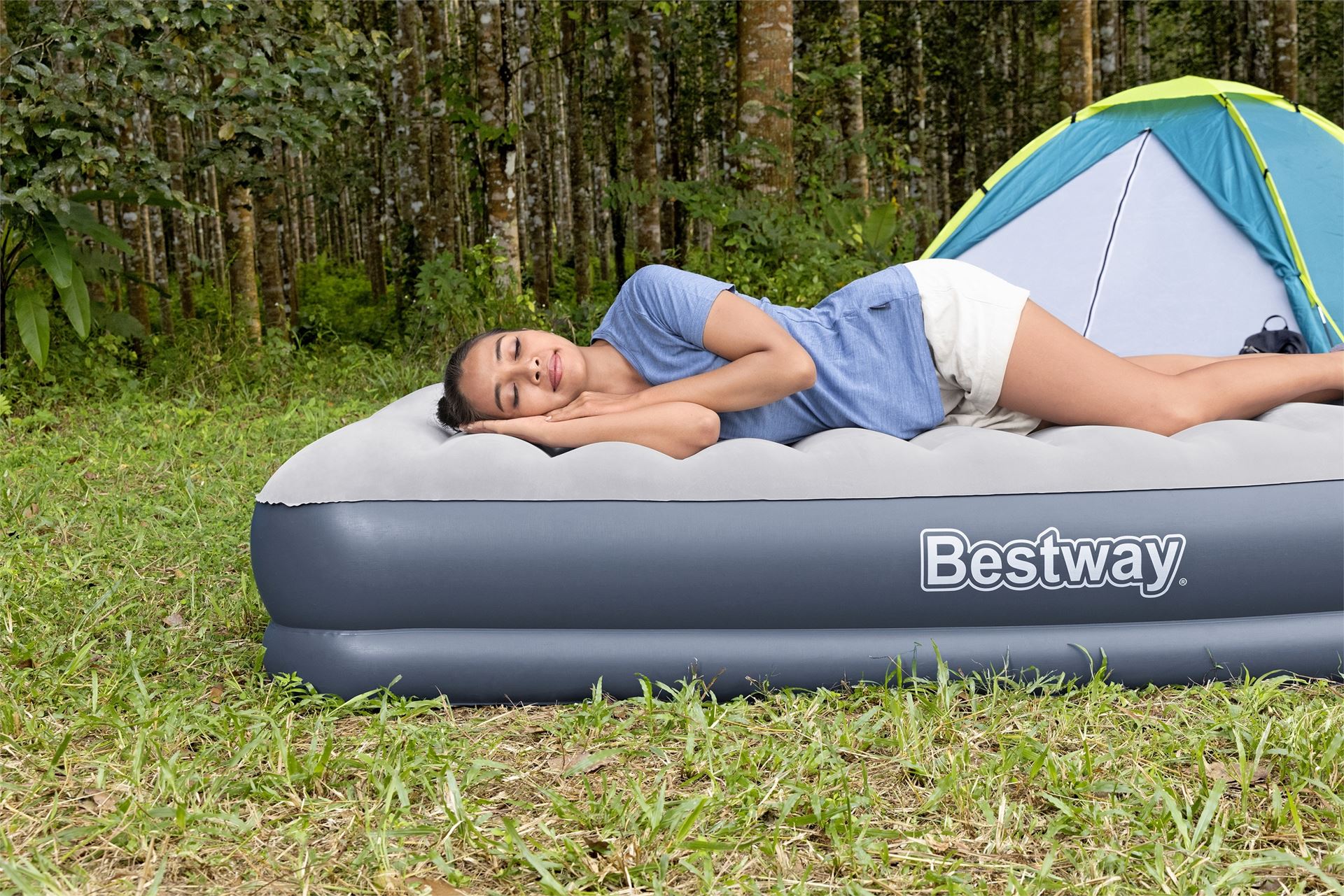 BESTWAY Airbed Queen Built-In DC Pump 2.03x1.52x36cm, Φουσκωτό Στρώμα Ύπνου Διπλό με Εσωτερική Τρόμπα, 6716T
