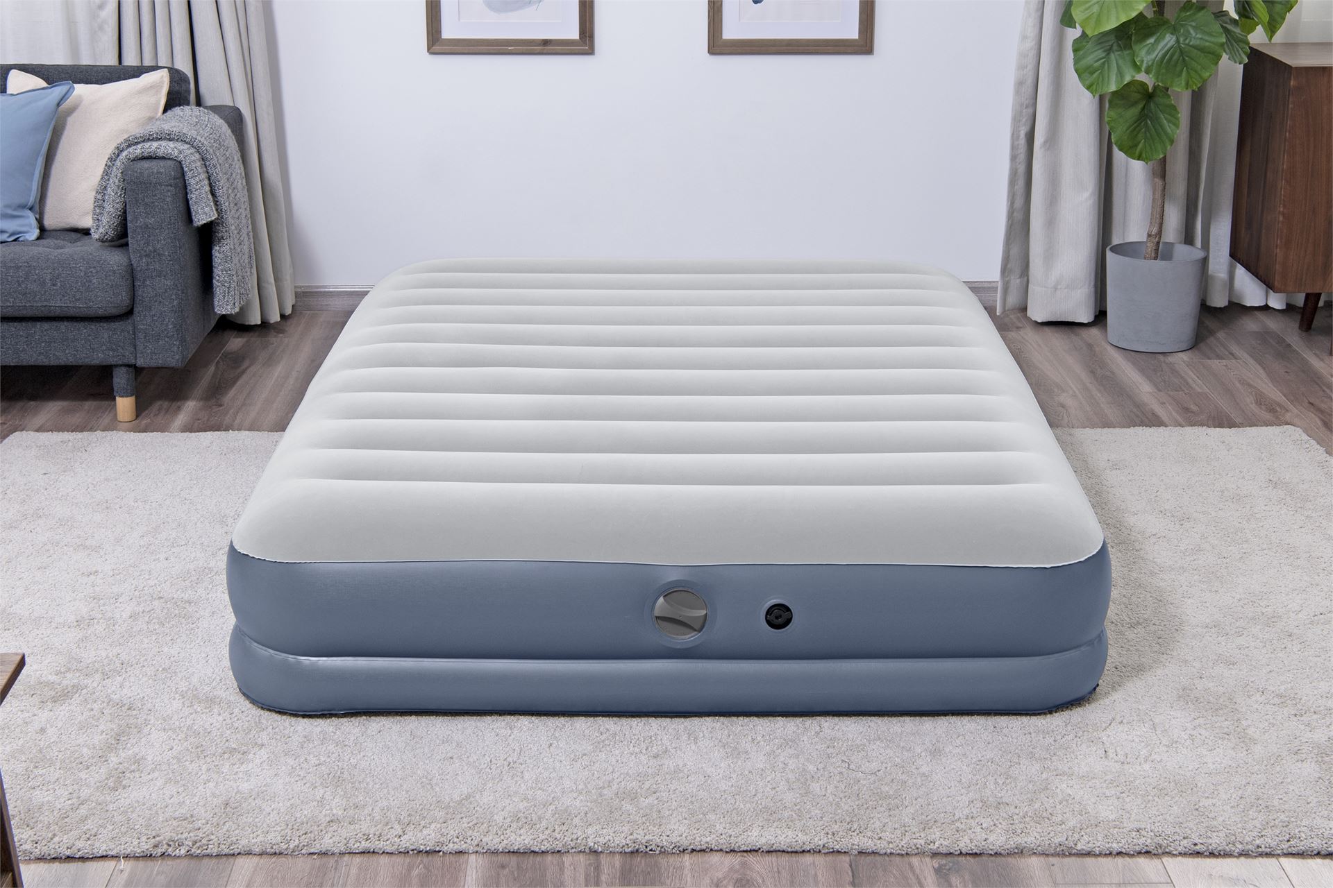 BESTWAY Airbed Queen Built-In DC Pump 2.03x1.52x36cm, Φουσκωτό Στρώμα Ύπνου Διπλό με Εσωτερική Τρόμπα, 6716T