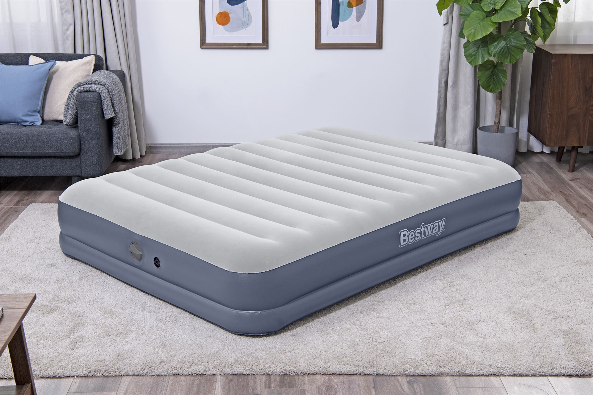 BESTWAY Airbed Queen Built-In DC Pump 2.03x1.52x36cm, Φουσκωτό Στρώμα Ύπνου Διπλό με Εσωτερική Τρόμπα, 6716T