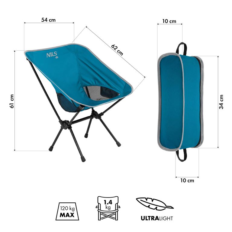 Καρέκλα Παραλίας NILS CAMP NC3320 ULTRA LIGHT Μπλε