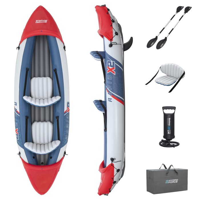 Hydro-Force Rapid X2 Set BESTWAY, Φουσκωτό καγιάκ δύο ατόμων, Μήκος: 3.21m, Αντοχή: 180kg, 2 πτερύγια, 65077