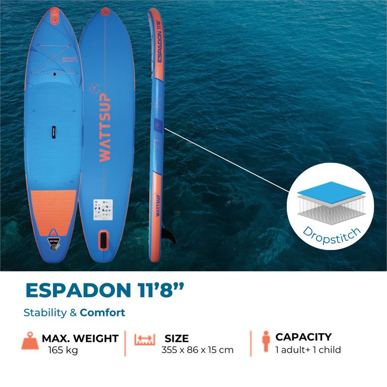 Φουσκωτό SUP Wattsup Espadon 11'8" Ένας Ενήλικας και Ενα Παιδι