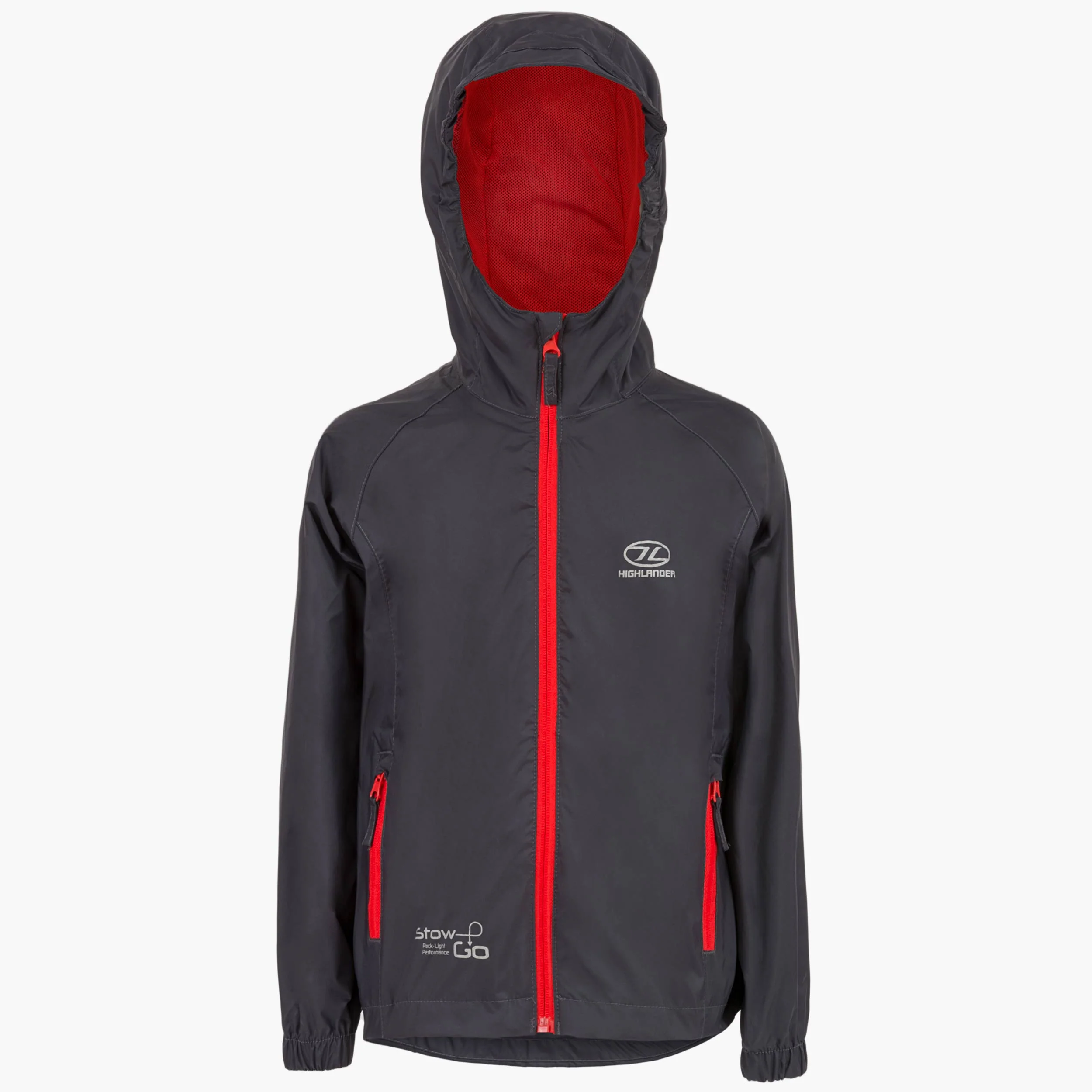 HIGHLANDER Stow & Go Pack Away Waterproof Jacket Kids, Παιδικό Αδιάβροχο Τζάκετ, JAC078Y-CH /Charcoal